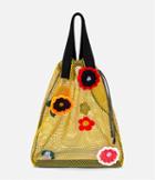 Christopher Kane Crochet Flower Mesh Shopper, Women's, Yellow/orange