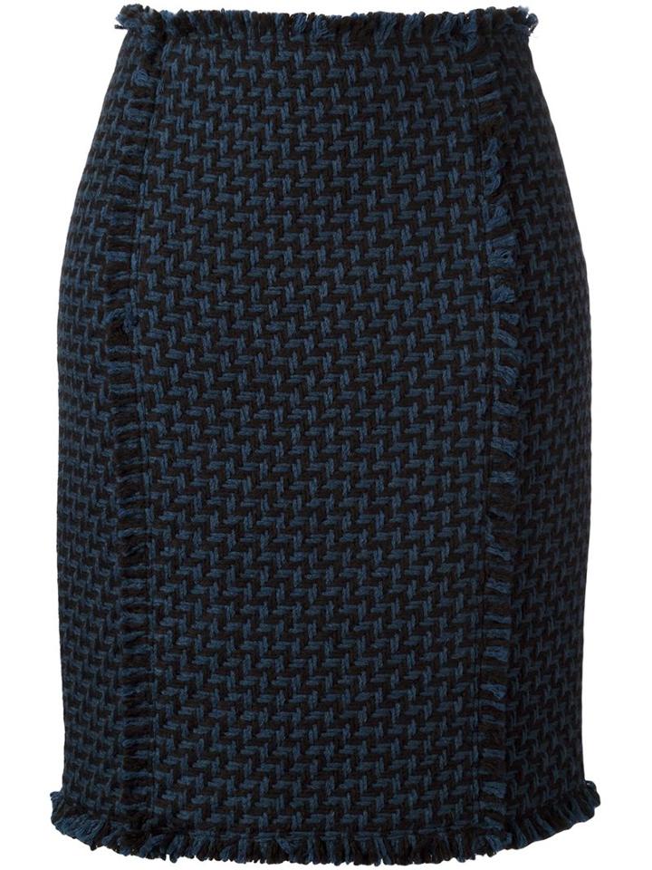 Gianluca Capannolo Woven Pencil Skirt, Women's, Size: 42, Blue, Acrylic/nylon/virgin Wool