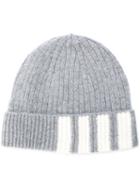 Thom Browne - Ribbed Stripe Panel Beanie - Men - Cashmere - One Size, Grey, Cashmere