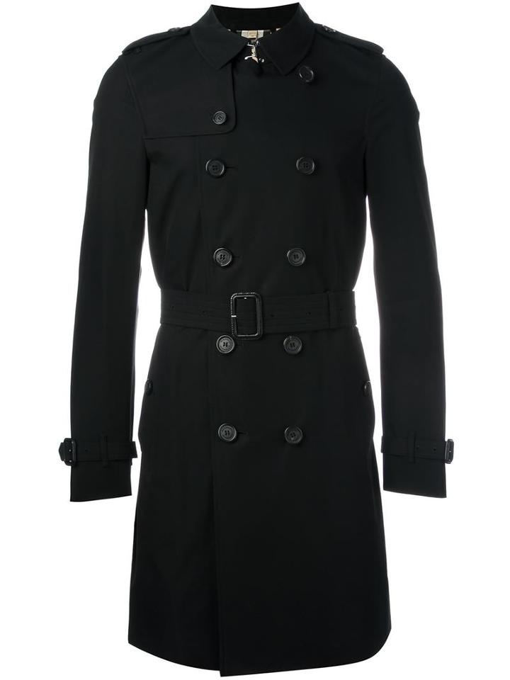 Burberry Double Breasted Trench Coat, Men's, Size: 46, Black, Cotton/viscose