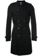 Burberry Double Breasted Trench Coat, Men's, Size: 46, Black, Cotton/viscose