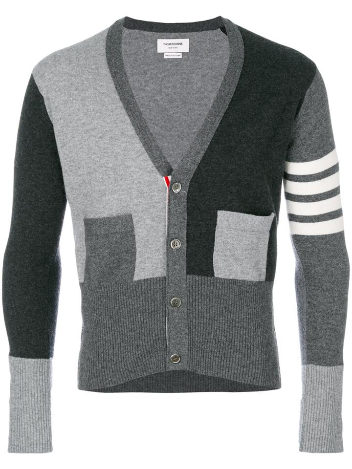 Thom Browne Fitted Waist V-neck Cardigan - Grey