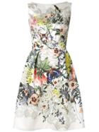 Monique Lhuillier Floral Butterfly Print Dress