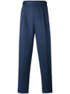 Umit Benan Pleated Trousers, Men's, Size: 50, Blue, Cotton/linen/flax/modal
