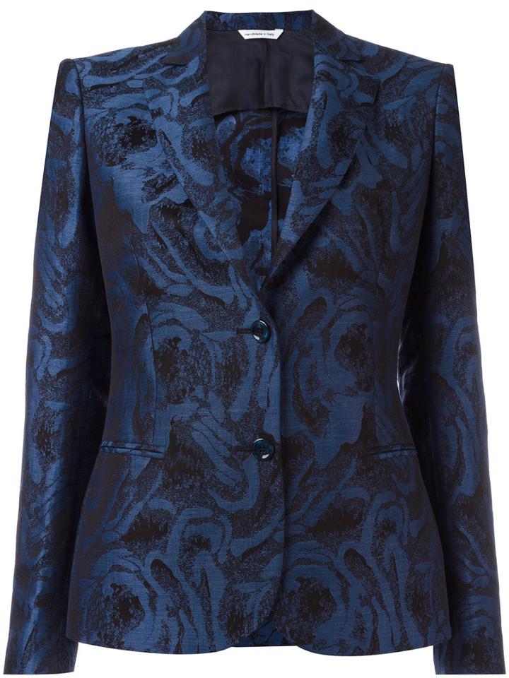 Tonello - Jacquard Blazer - Women - Cotton/linen/flax/cupro - 42, Blue, Cotton/linen/flax/cupro