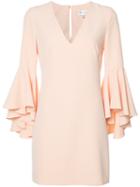 Milly Frill Sleeve Shift Dress, Women's, Size: 4, Pink/purple, Polyester/spandex/elastane
