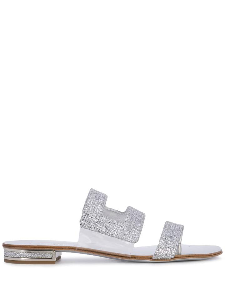 Casadei Metallic Slip-on Sandals - Silver