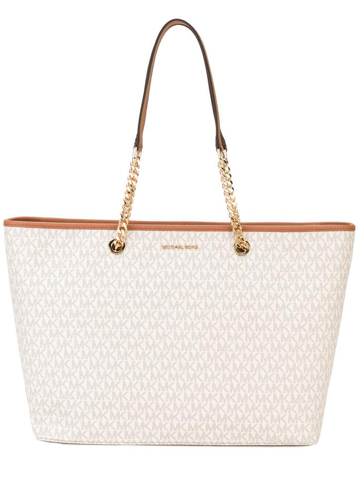 Michael Michael Kors - Monogram Tote - Women - Pvc - One Size, Nude/neutrals, Pvc