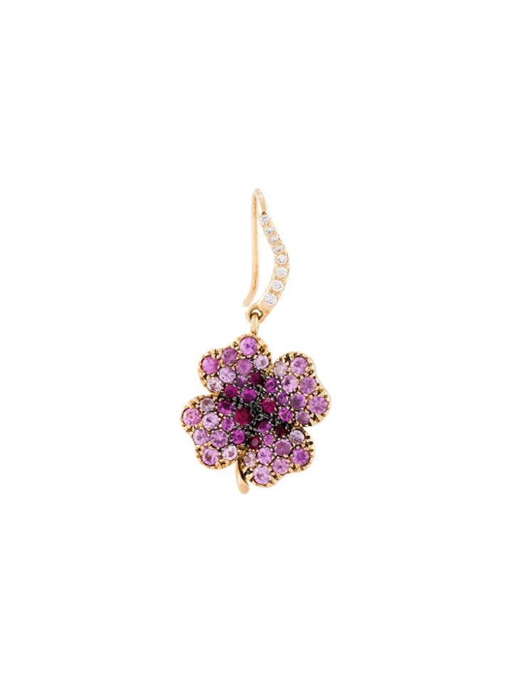 Aurelie Bidermann 18kt Gold Clover Sapphire Earring - Pink & Purple