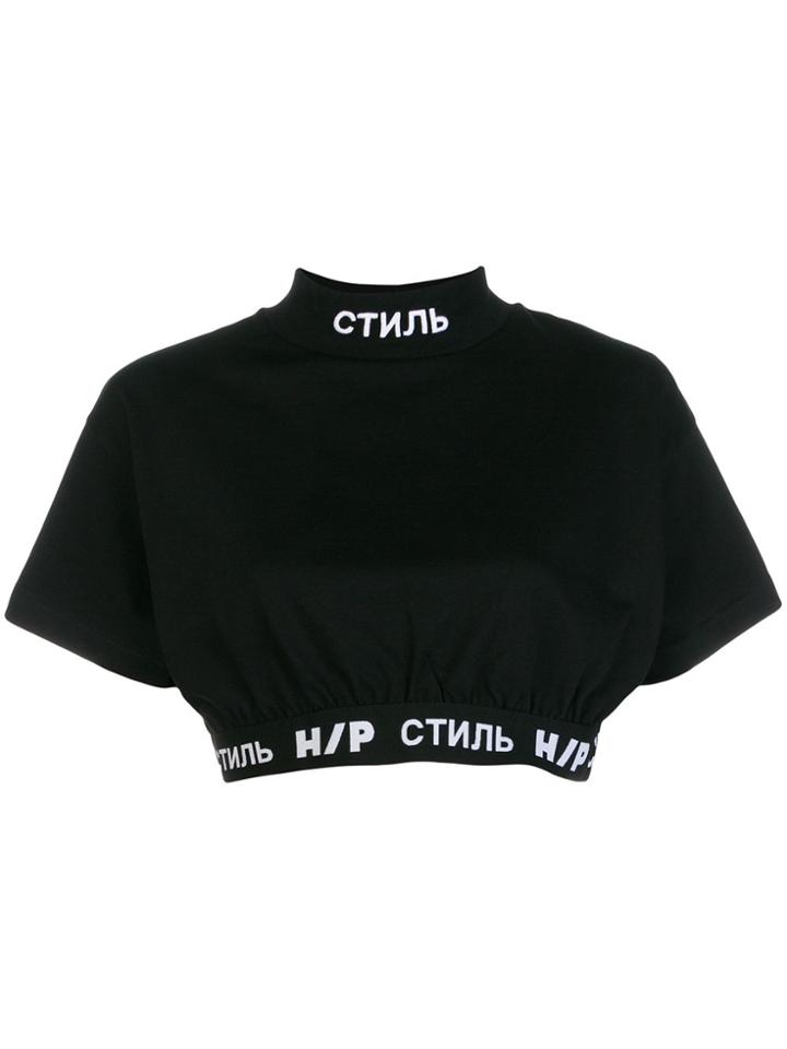 Heron Preston Cyrillic Script Cropped Top - Black