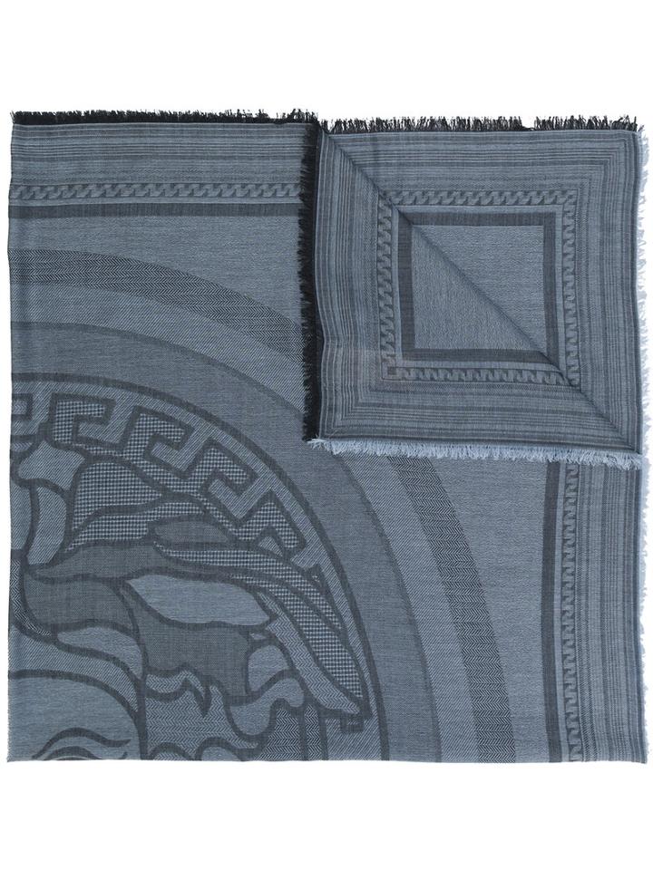 Versace - Medusa Logo Shawl - Women - Modal/wool/silk - One Size, Blue, Modal/wool/silk