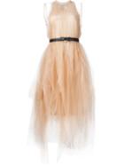 Vera Wang Belted Tulle Dress
