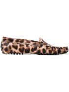 Tod's Leopard Print Driving Shoes - Brown