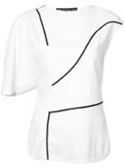 Valery Kovalska Contrast Stripe Asymmetric Top - White