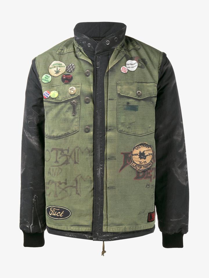 Neighborhood Fuct Bomber Jacket, Men's, Size: Large, Green, Nylon/polyester/acrylic/wool