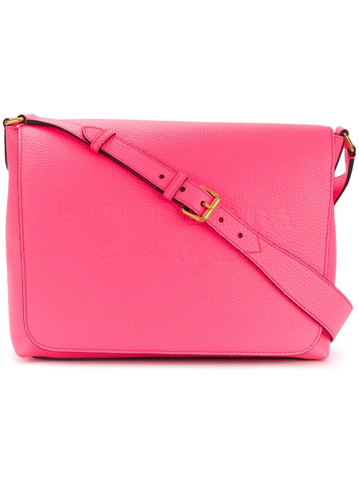 Burberry Medium Embossed Leather Messenger Bag - Pink & Purple