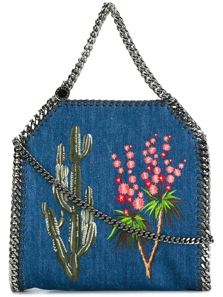 Stella Mccartney Falabella Embroidered Western Tote, Women's, Blue, Polyester/cotton
