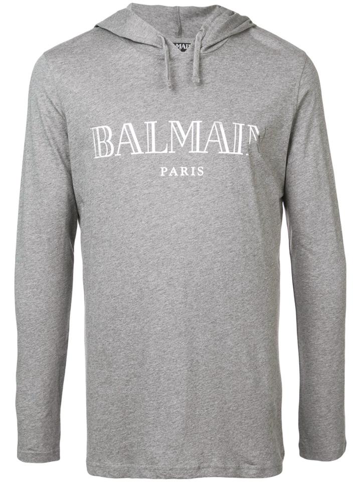 Balmain Logo Hoodie - Grey