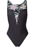 Marcelo Burlon County Of Milan Wings Flowers Swimsuit - Black