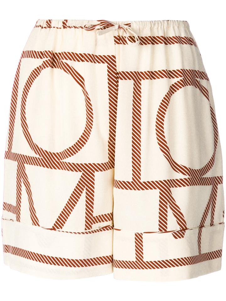 Toteme Monogram Print Shorts - Nude & Neutrals