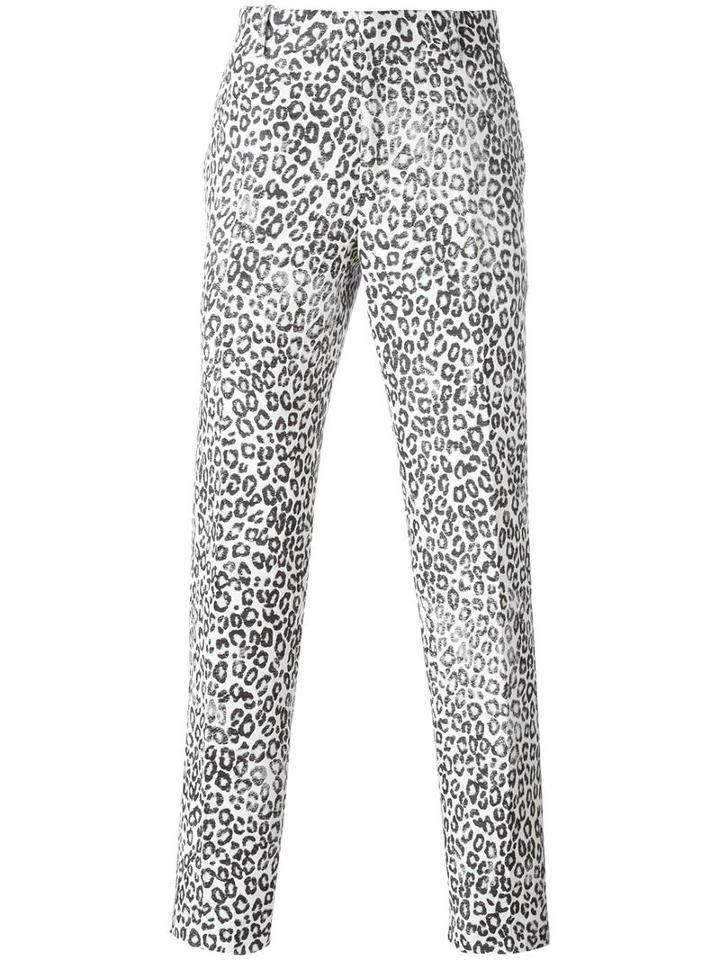 Alexander Mcqueen Leopard Print Trousers, Men's, Size: 50, White, Wool/cotton/polyester/viscose