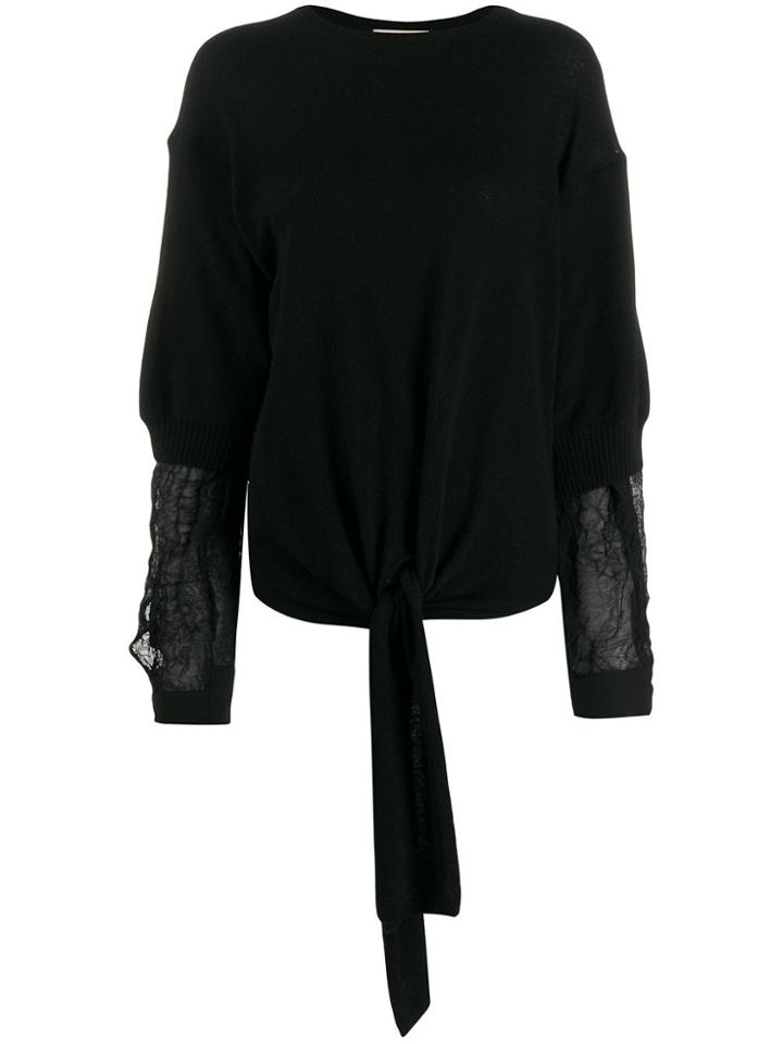 Maison Flaneur Crinkled-panel Relaxed-fit Jumper - Black