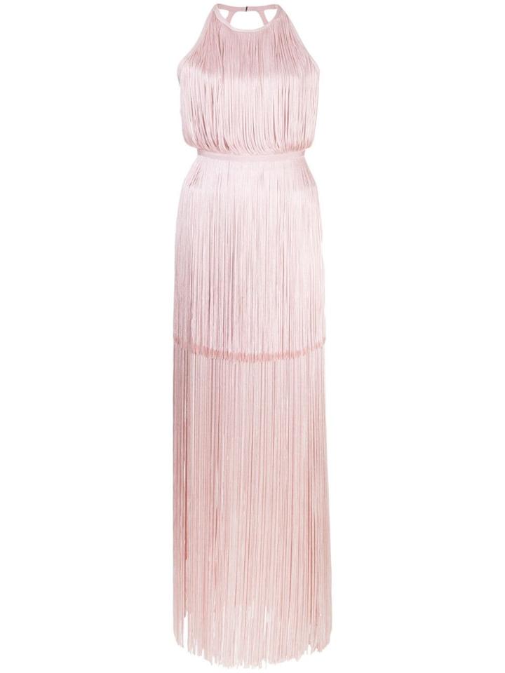 Hervé Léger Halterneck Frill Gown - Pink