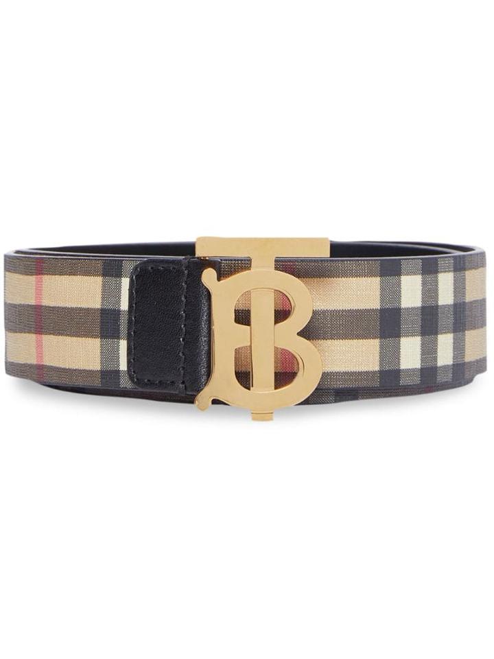 Burberry Monogram Motif Vintage Check E-canvas Belt - Yellow