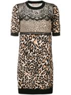 Twin-set Lace Trim Leopard Print Dress - Brown