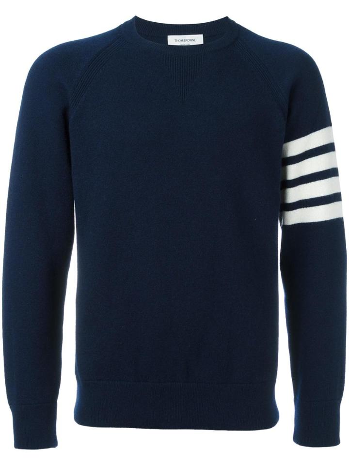 Thom Browne Fully Fashioned French Terry Crewneck Sweatshirt In Navy
