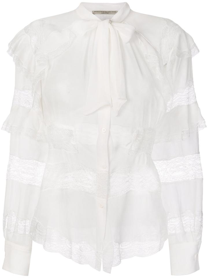 Ermanno Scervino Lace Insert Long Sleeve Blouse - White