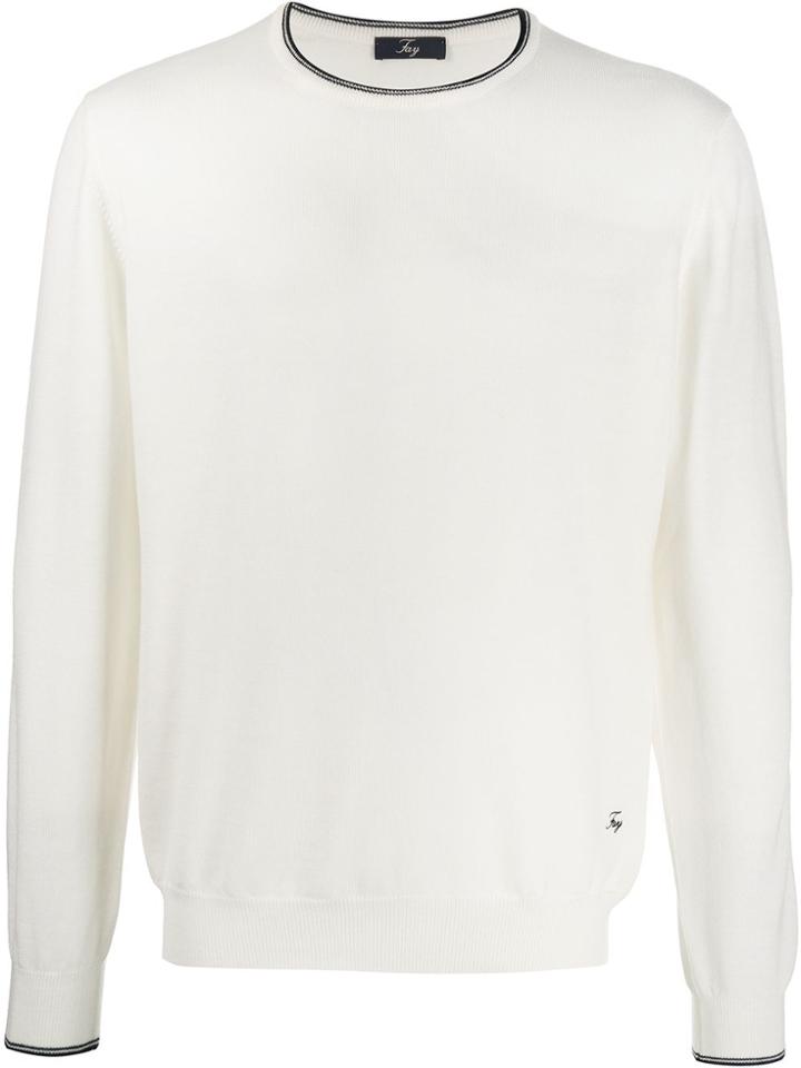 Fay Elbow-patch Jumper - White