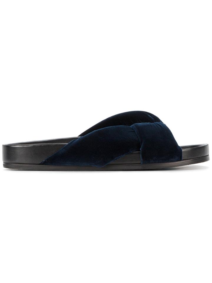 Chloé Blue Velvet Nolan Flat Slides