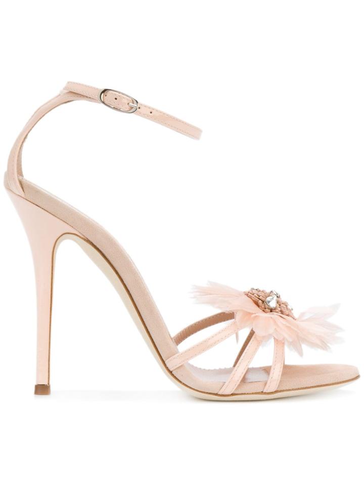 Giuseppe Zanotti Design Feather Applique Sandals - Pink