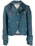 Lanvin Asymmetric Cut Denim Jacket - Blue