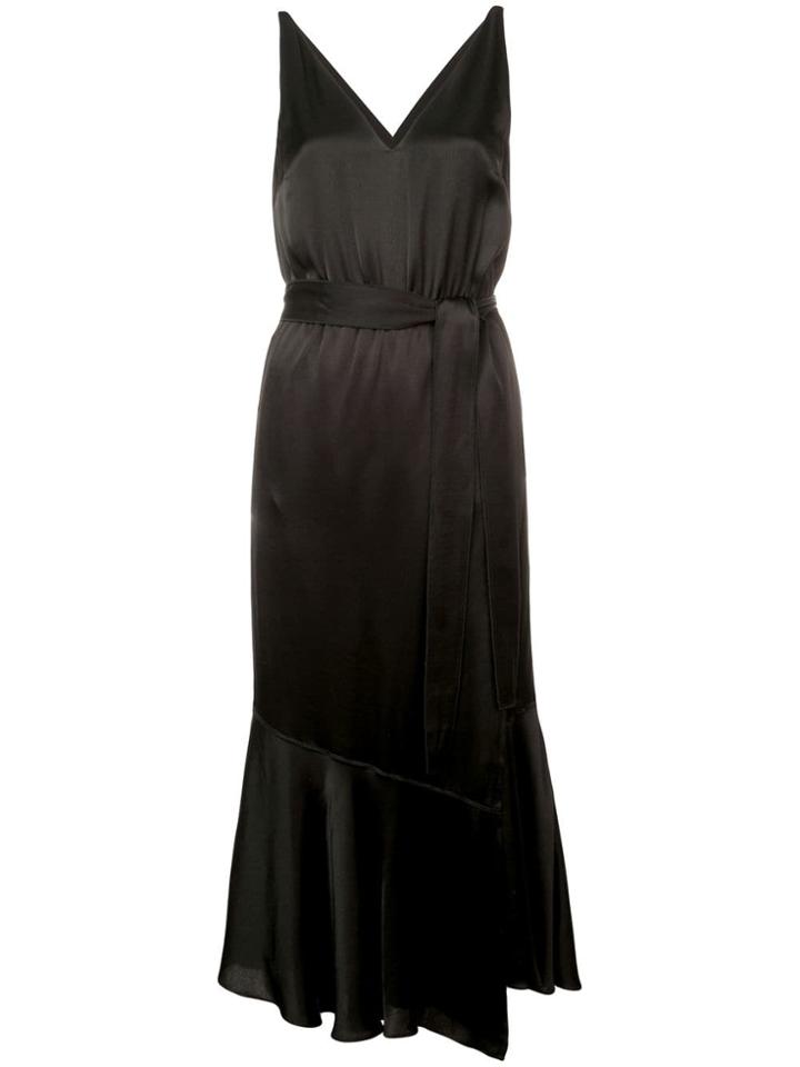 Derek Lam 10 Crosby Belted V-neck Cami Dress With Asymmetric Hem -