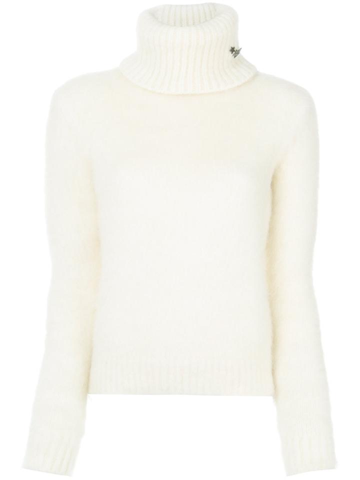 Saint Laurent Pin Detail Knitted Jumper - White