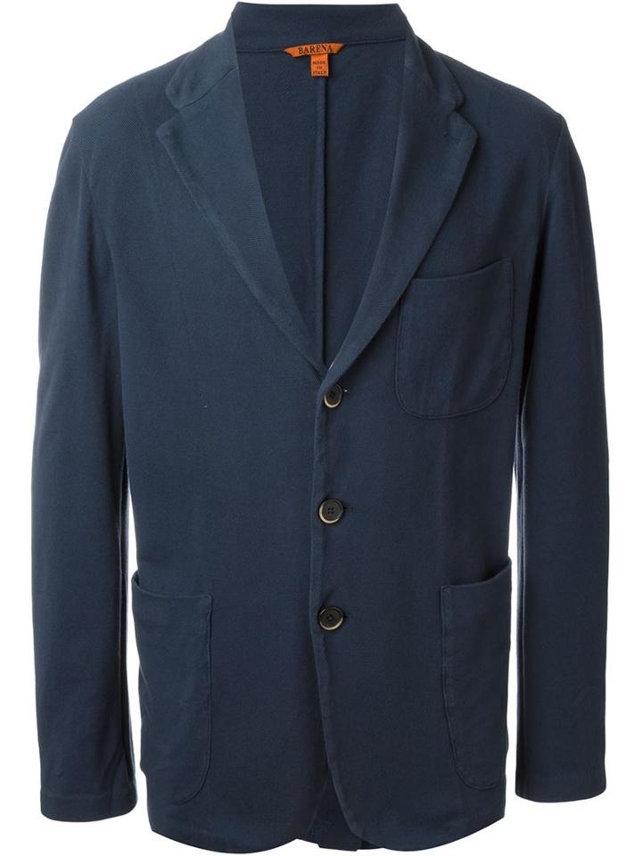 Barena Torceo Tamiso Single Breasted Blazer, Men's, Size: 50, Blue, Cotton