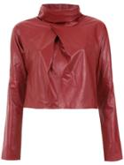 Clé High Neck Leather Top - Red