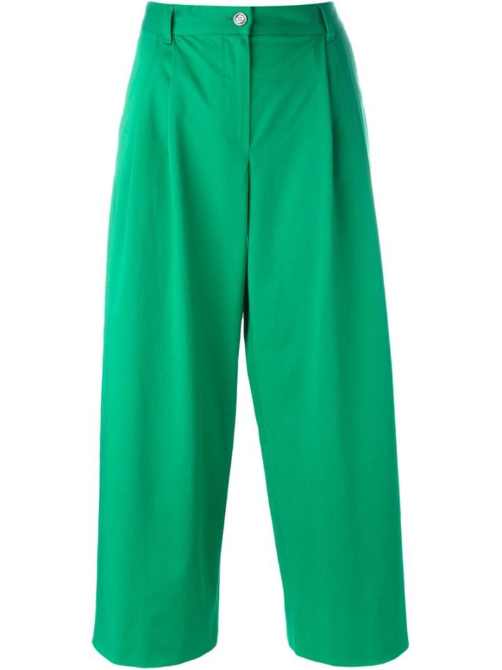 Dolce & Gabbana Cropped Tailored Trousers, Women's, Size: 40, Green, Cotton/spandex/elastane