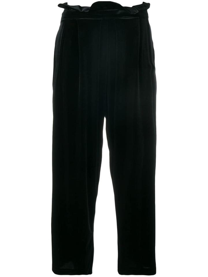 Marc Ellis Velvet Cropped Trousers - Black