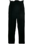 Marc Ellis Velvet Cropped Trousers - Black