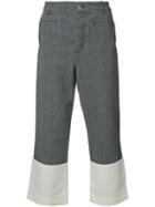 Loewe Contrast Hem Cropped Trousers, Men's, Size: 52, Grey, Cotton/linen/flax