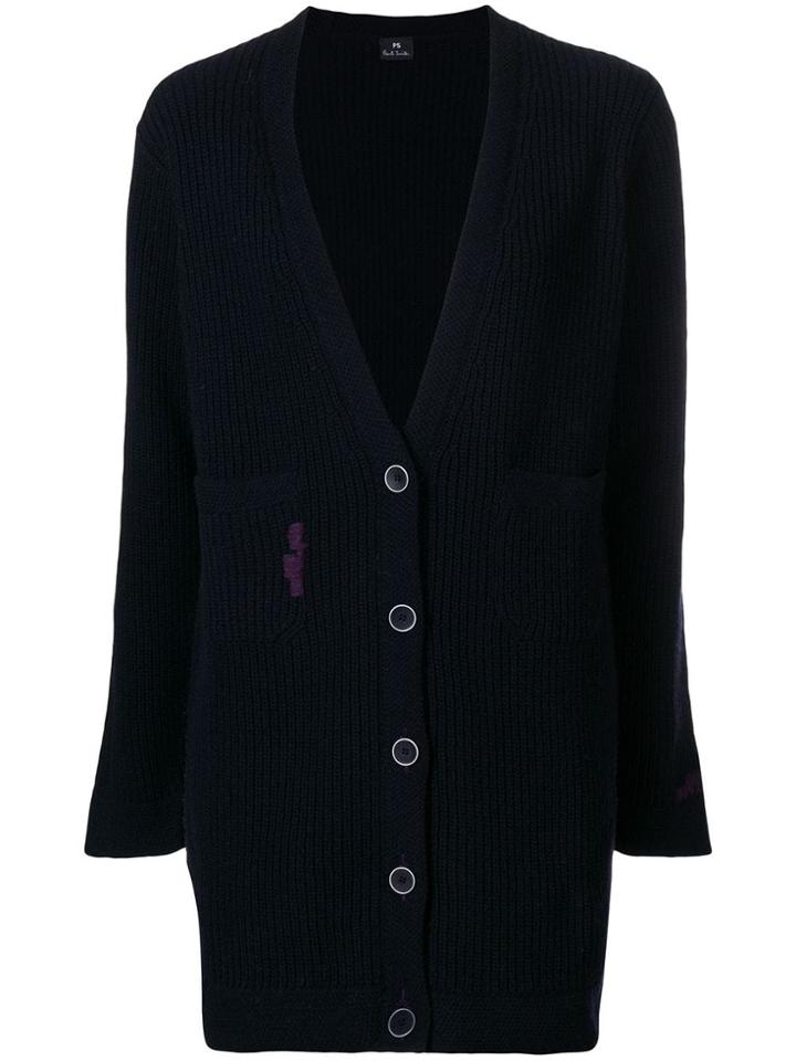 Ps By Paul Smith Ribbed Knit Cardigan - Black