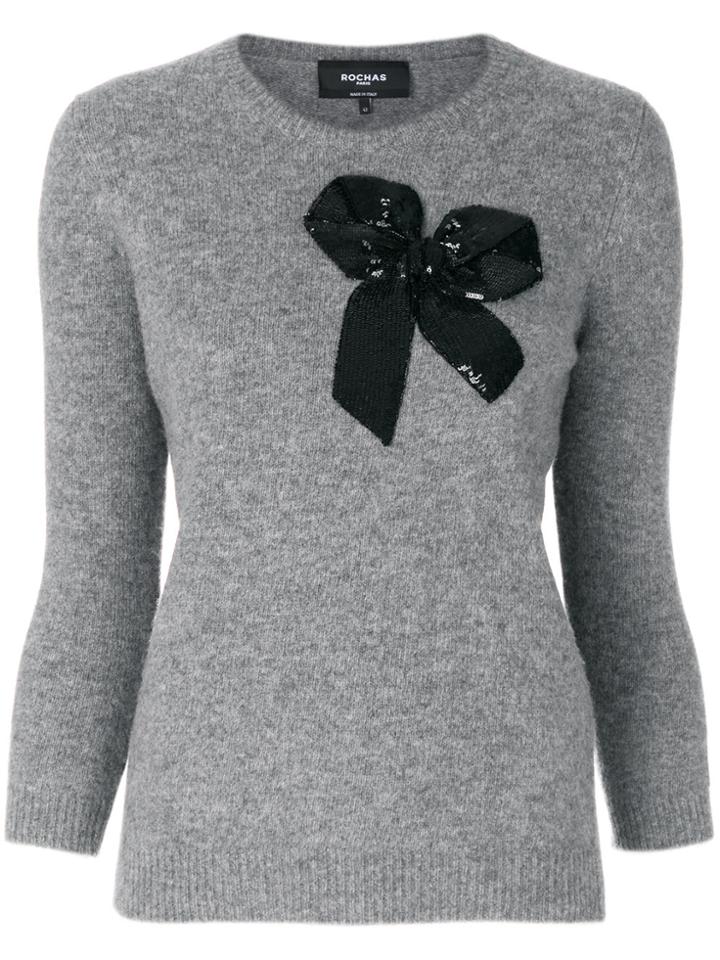 Rochas Sequin Bow Sweater - Grey
