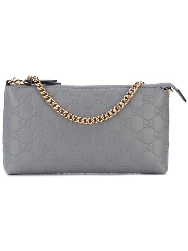 Gucci - 'gg' Monogram Clutch - Women - Leather/nylon - One Size, Grey, Leather/nylon