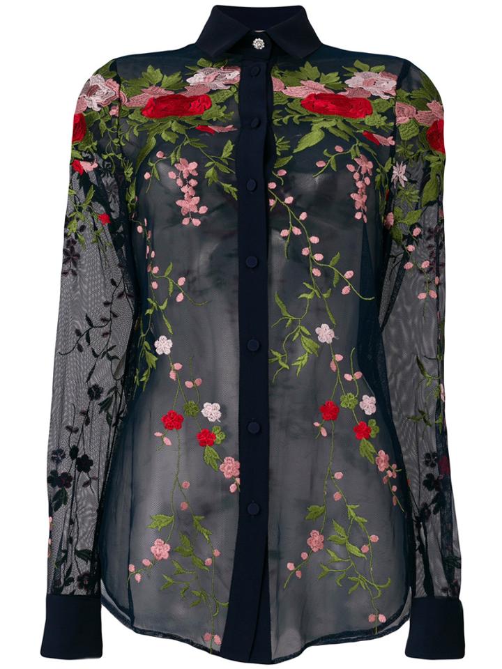 Piccione. Piccione Embroidered Tulle Shirt - Blue