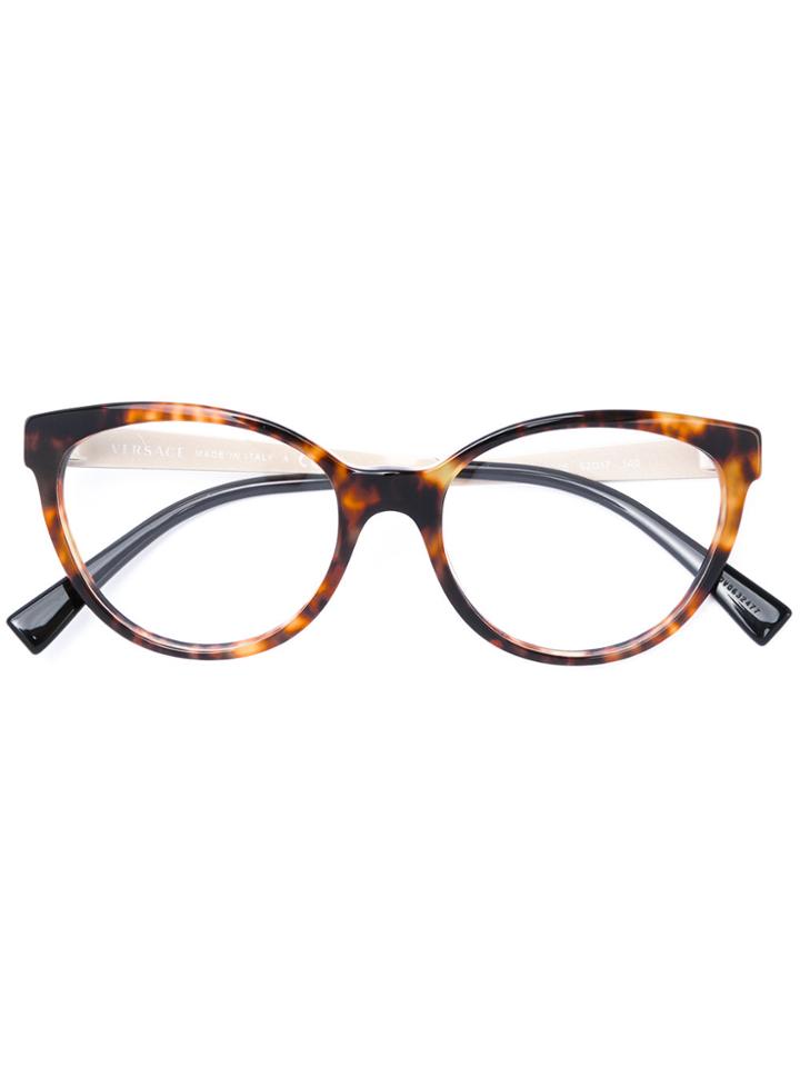 Versace Tortoise Contrast Frame Glasses - Brown