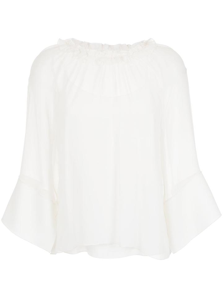 Nk Ruched Silk Blouse - White