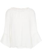 Nk Ruched Silk Blouse - White